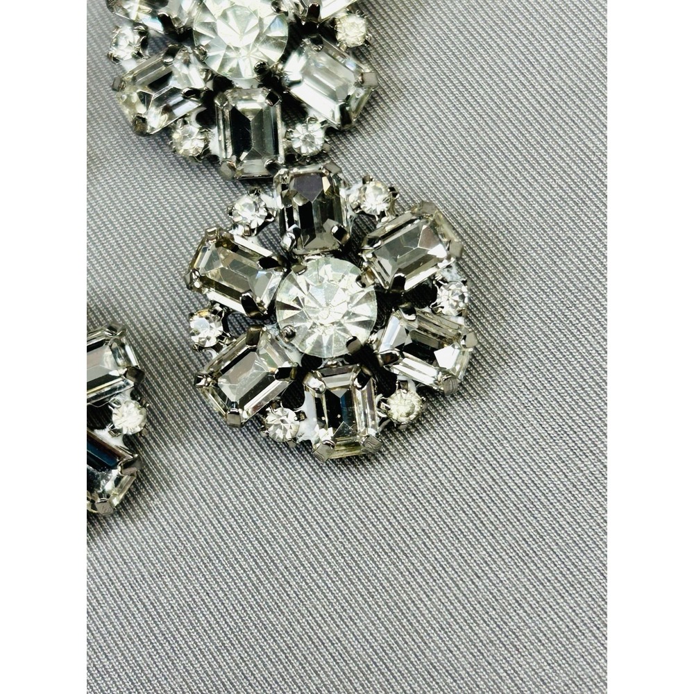 Metal & Rhinestone Large Flower Buttons Set Of 4 - Picture 4 of 9